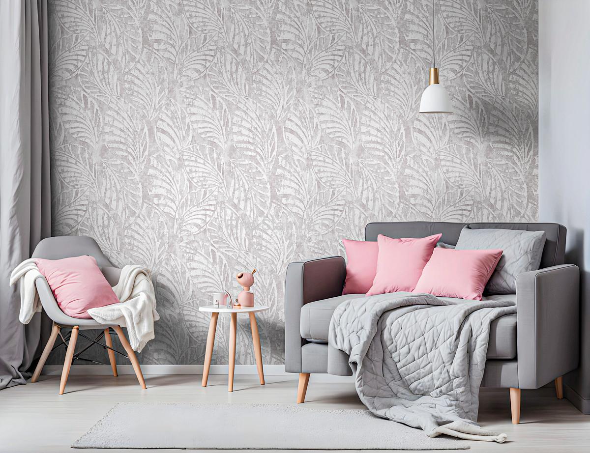 Papel de Parede Cinza Folhas - Imagem 3