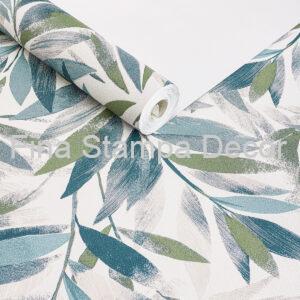 Papel de Parede Folhas Azuladas