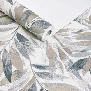 Papel de Parede Branco Folhas