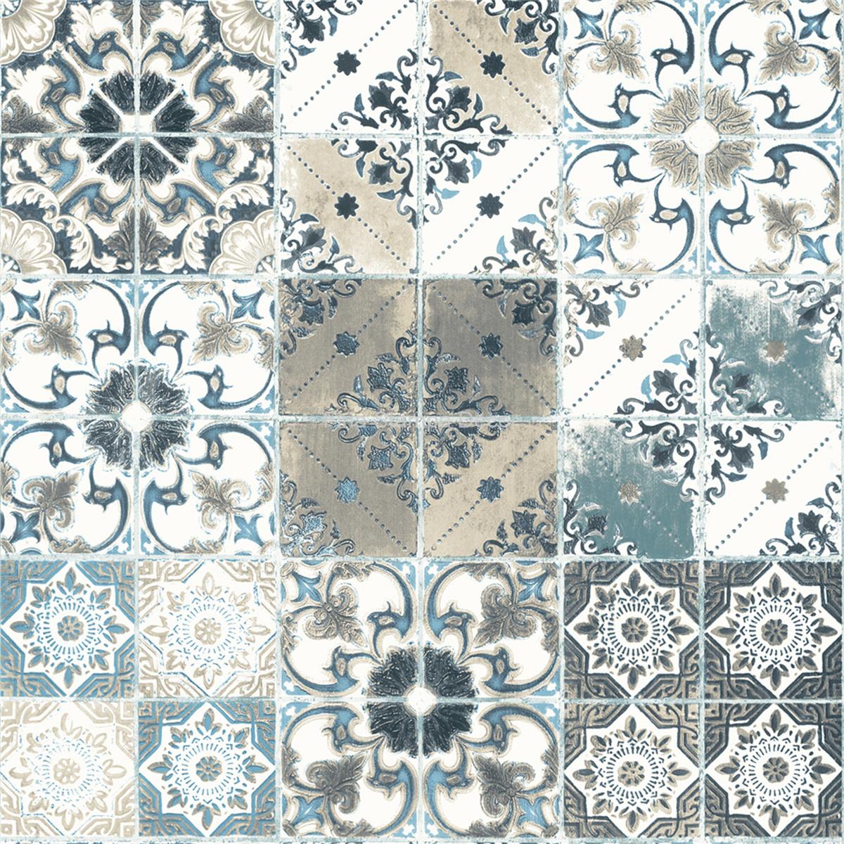 papel de parede azulejos azul
