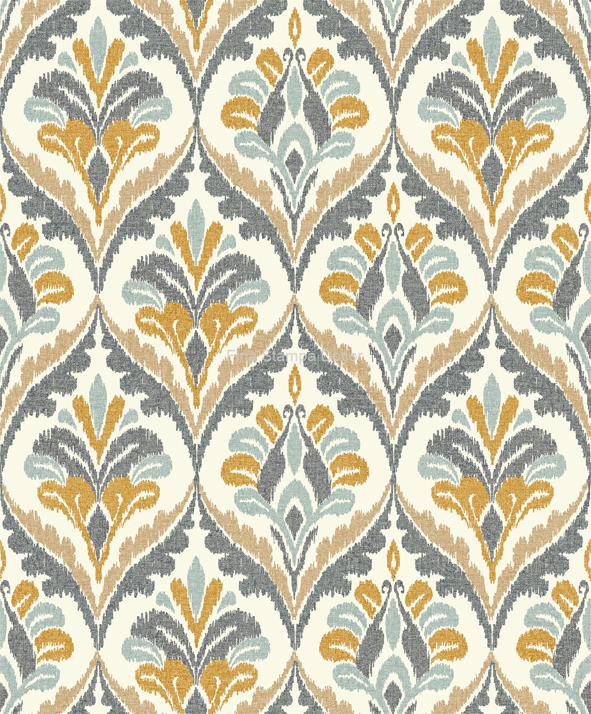 papel de parede estampa adamascada