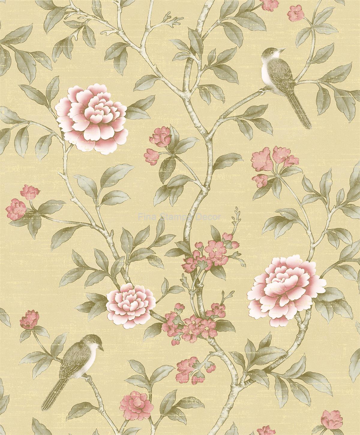 papel de parede marfim floral