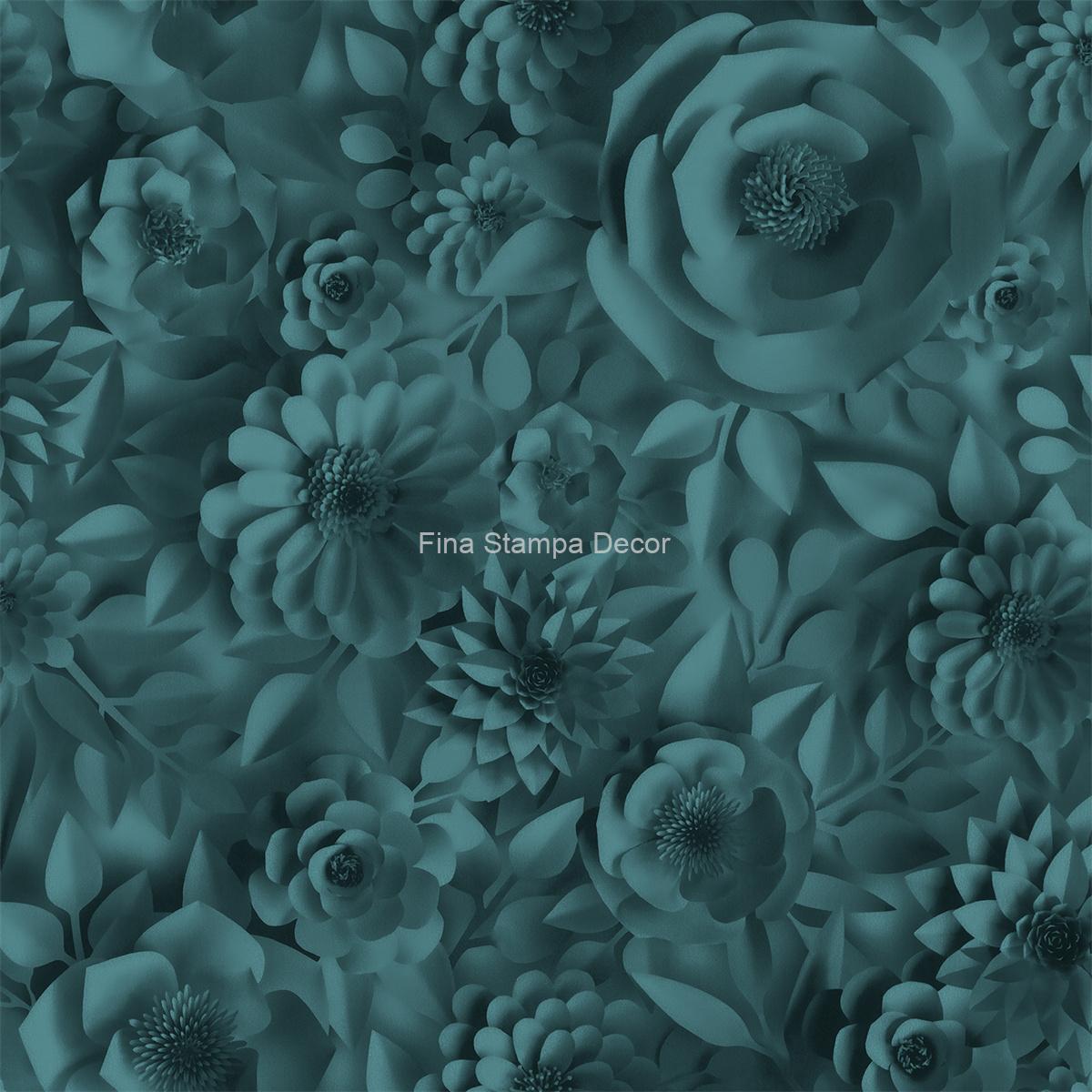 papel de parede floral turquesa