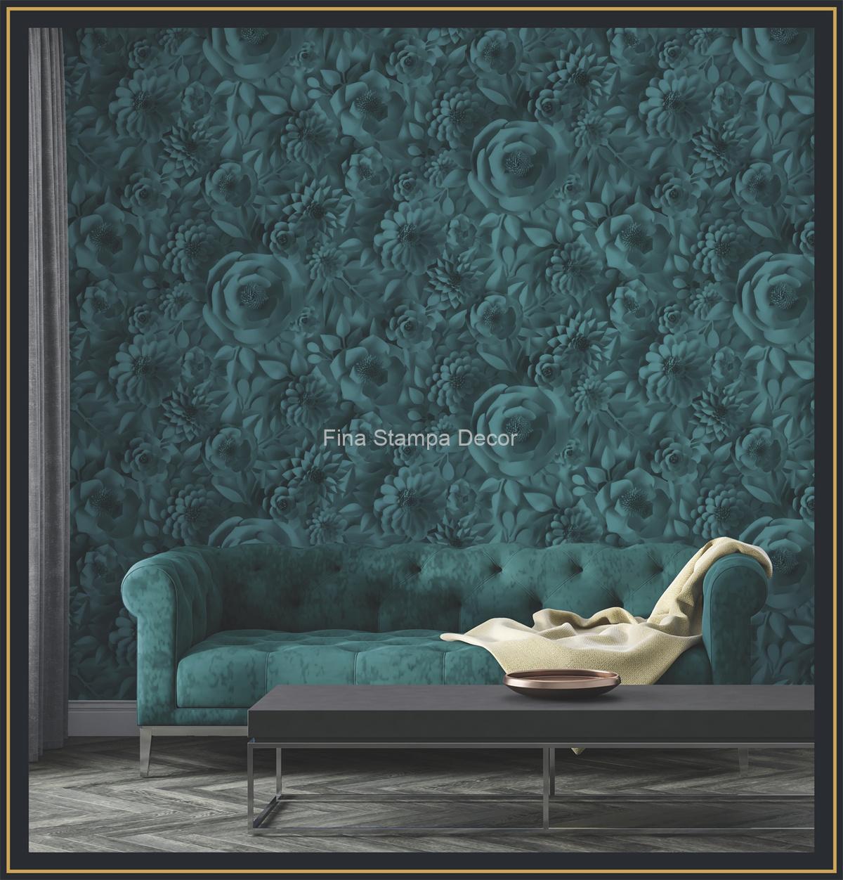 Papel de Parede Floral Turquesa - Imagem 2