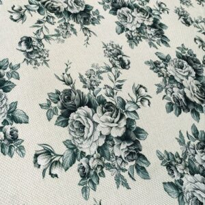 Tecido Floral Rosa Cinza