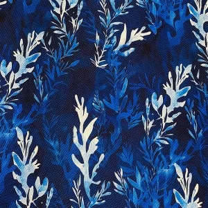 Tecido Corais Azul e Branco