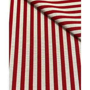 Tecido listrado branco e vermelho
