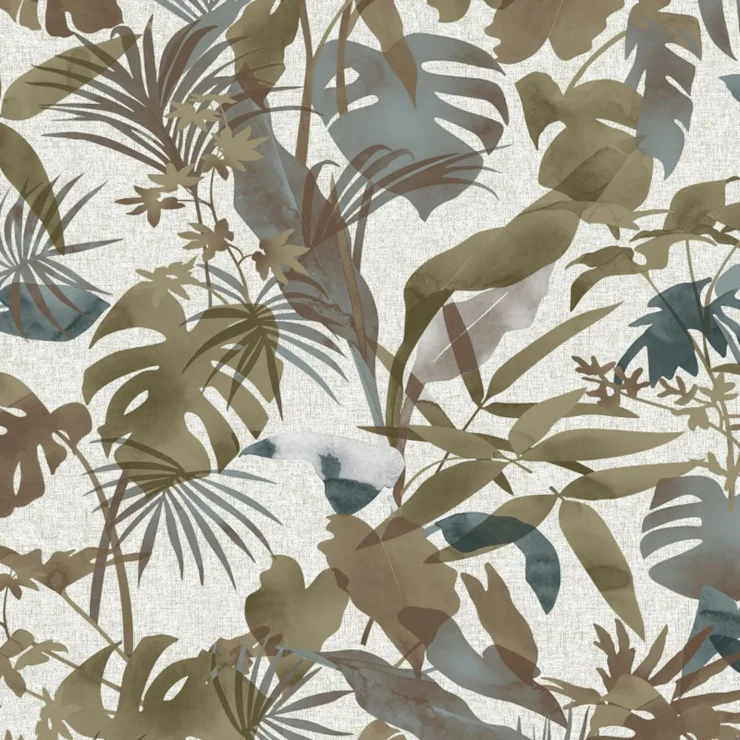 tecido rustico estampa folhagens