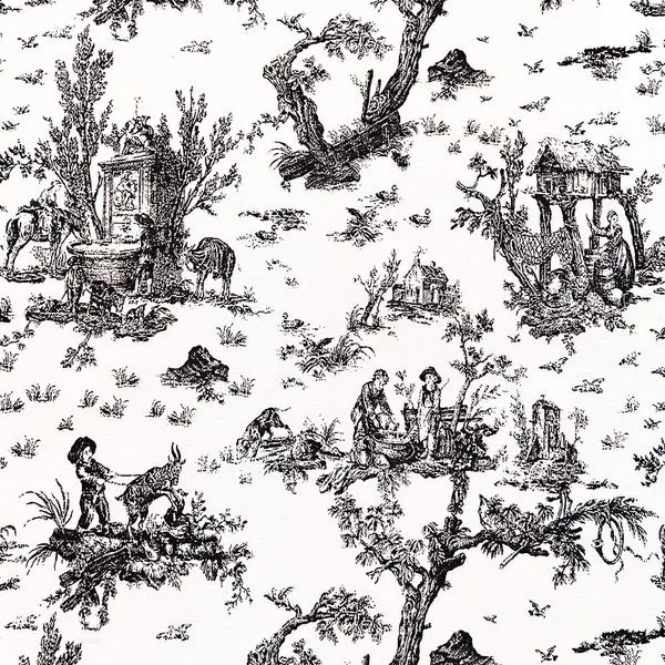 tecido toile de jouy preto