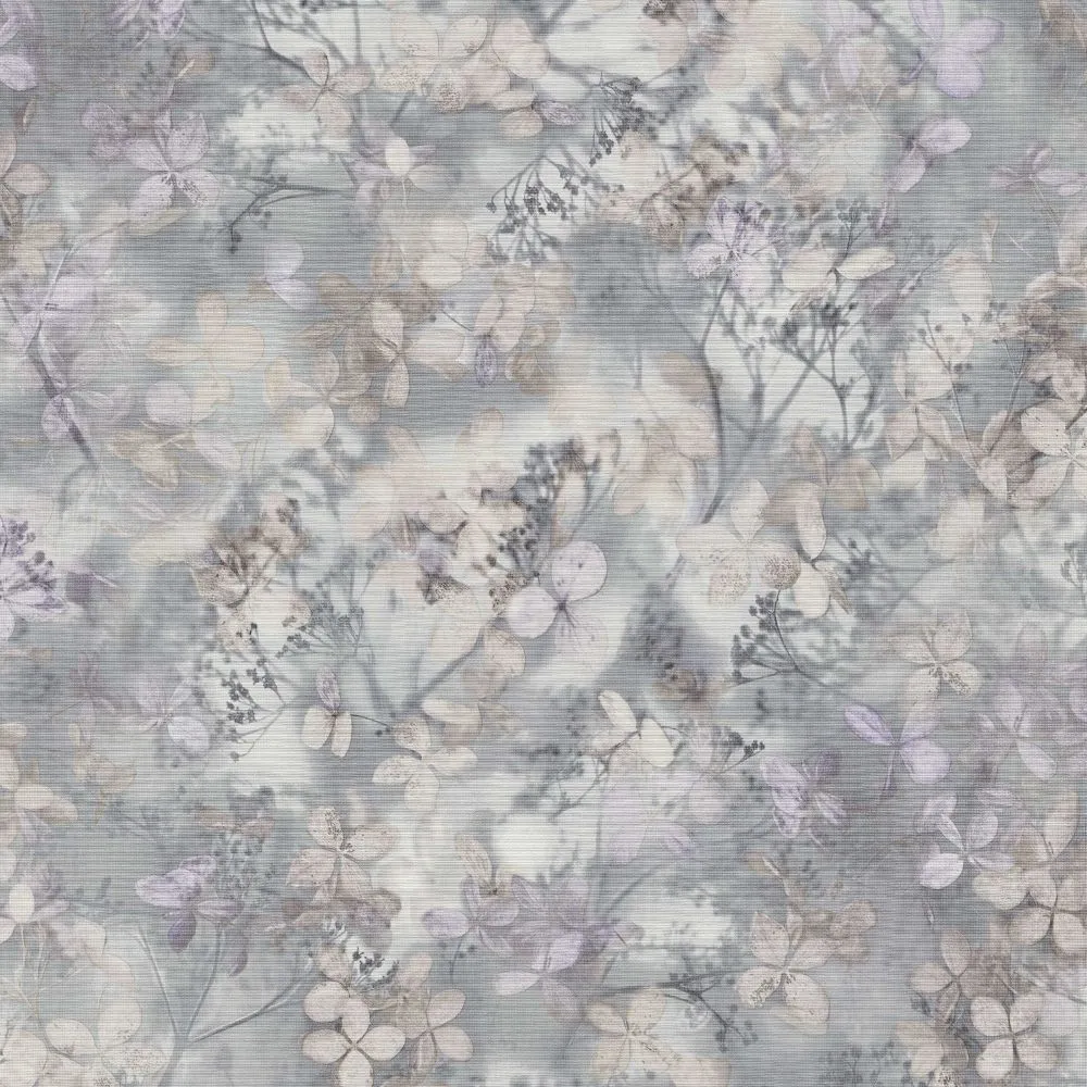 papel de parede floral cinza