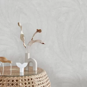 Papel de Parede Folhas Cinza