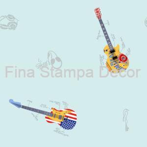 Papel de Parede Azul Guitarras