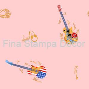Papel de Parede Rosa Guitarras