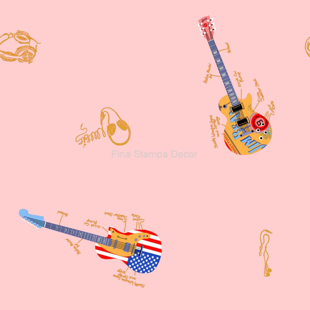 papel de parede rosa guitarras