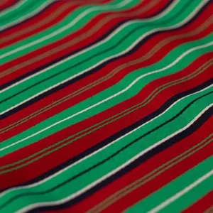 Tecido Listrado vermelho e verde