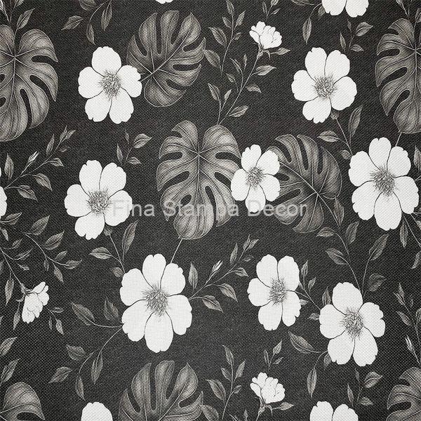 tecido cinza estampa floral