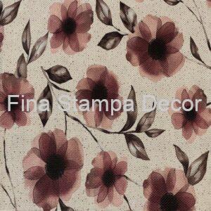 Tecido estampa floral vinho