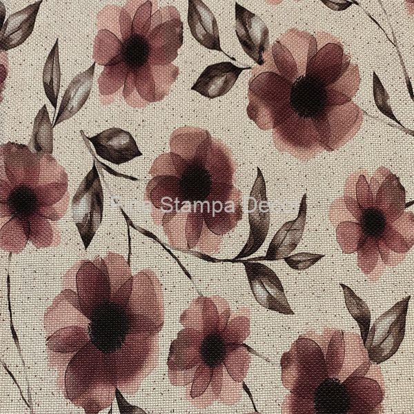 tecido floral estampa vinho