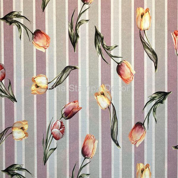 tecido estampa tulipas e listras