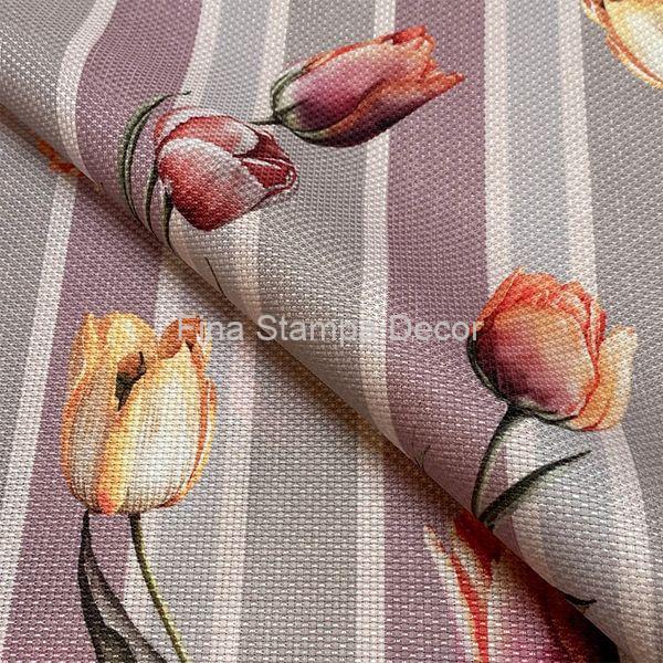 Tecido Estampa Tulipas e Listras - Imagem 2