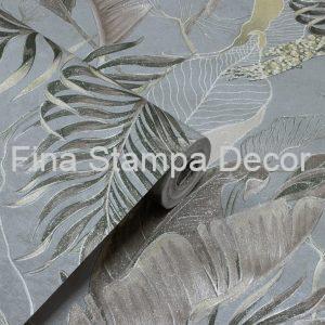 Papel de Parede Folhagem Cinza