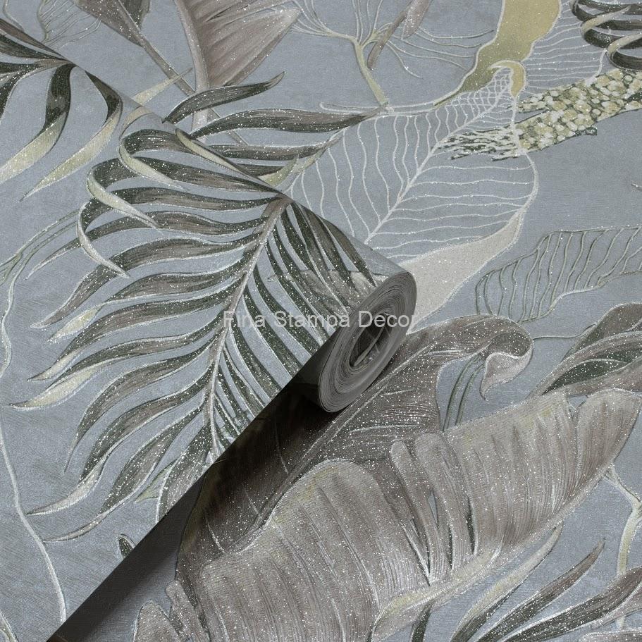 papel de parede folhagem cinza