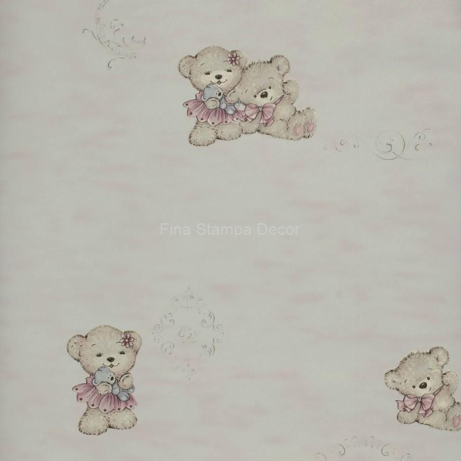 papel de parede ursinho rosa