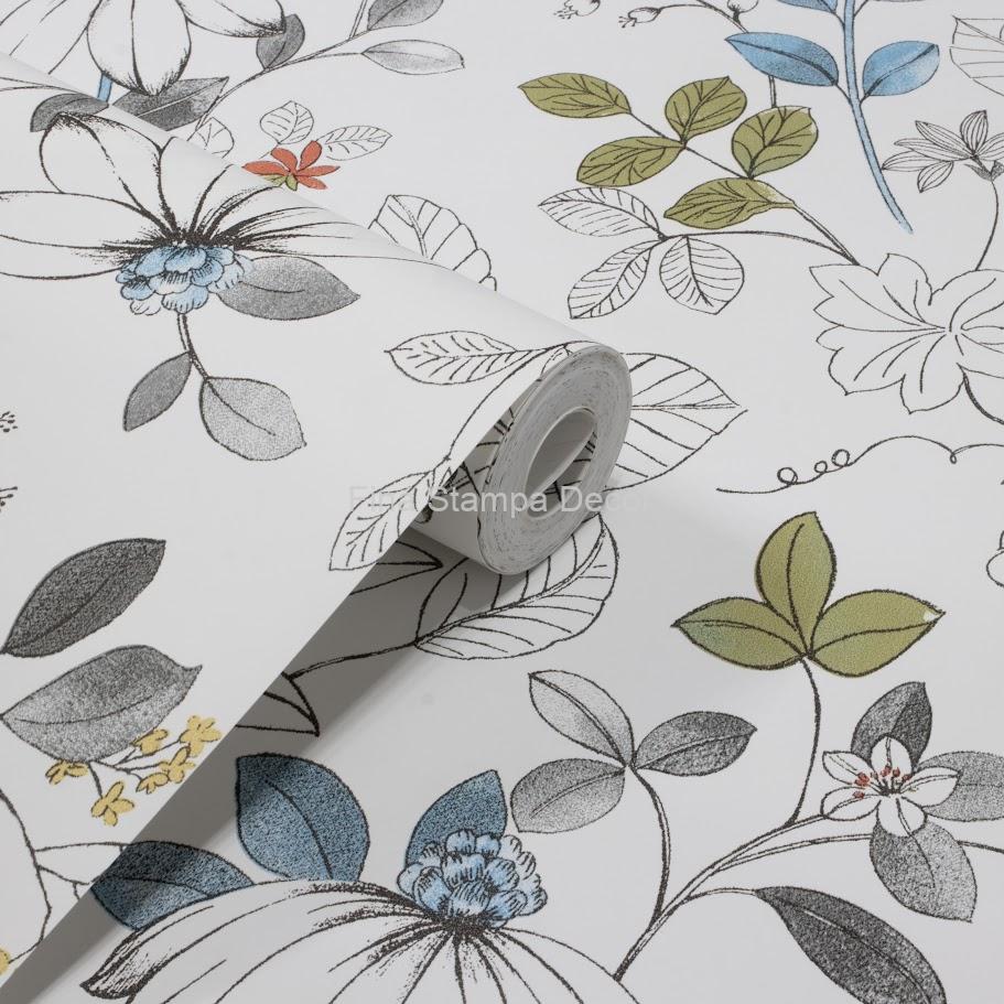 Papel de Parede Floral Azul - Imagem 2