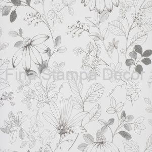 Papel de Parede Floral Cinza