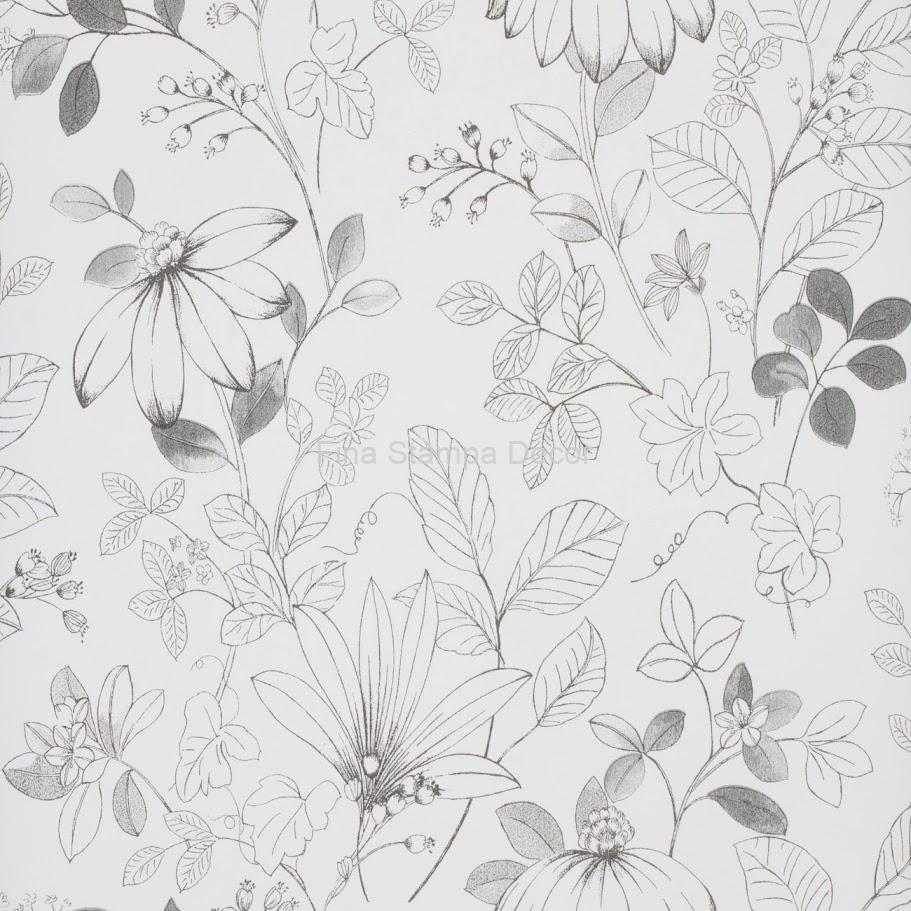 papel de parede floral cinza
