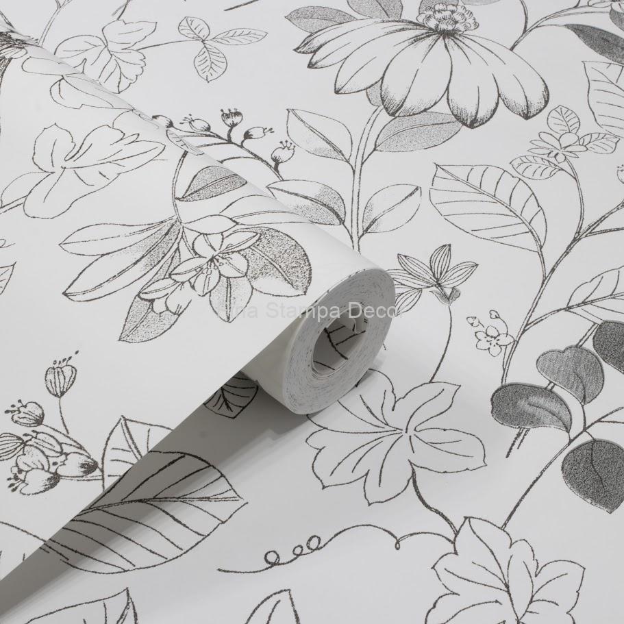 Papel de Parede Floral Cinza - Imagem 2