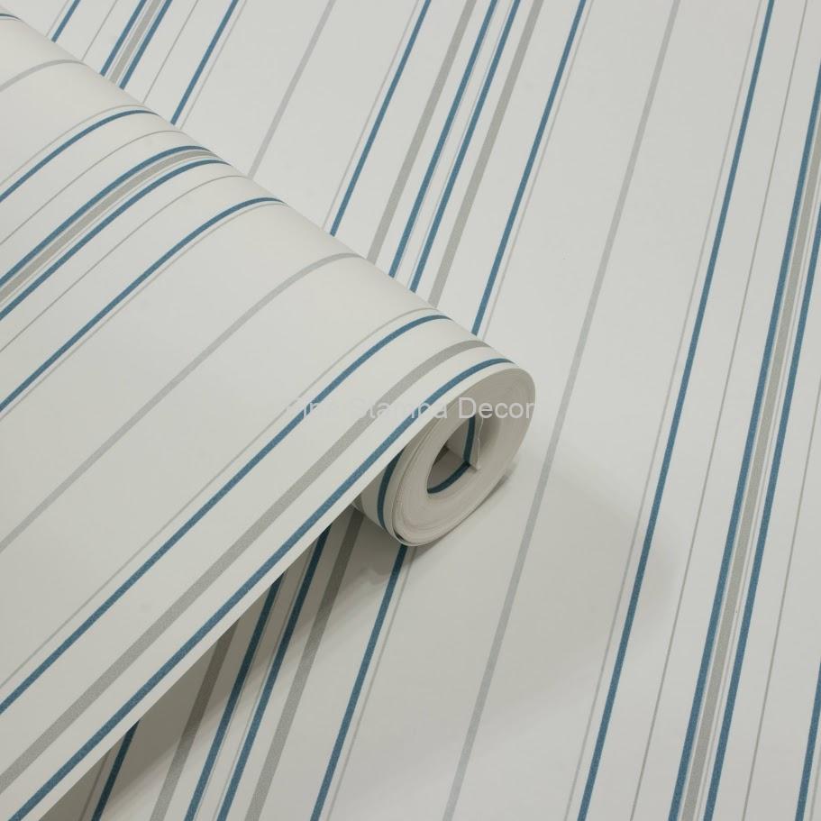 papel de parede listrado azul