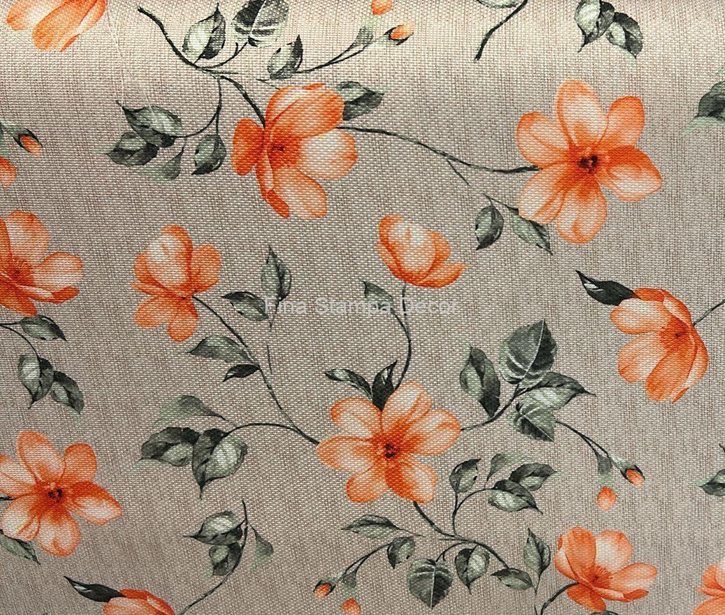 tecido estampa floral laranja