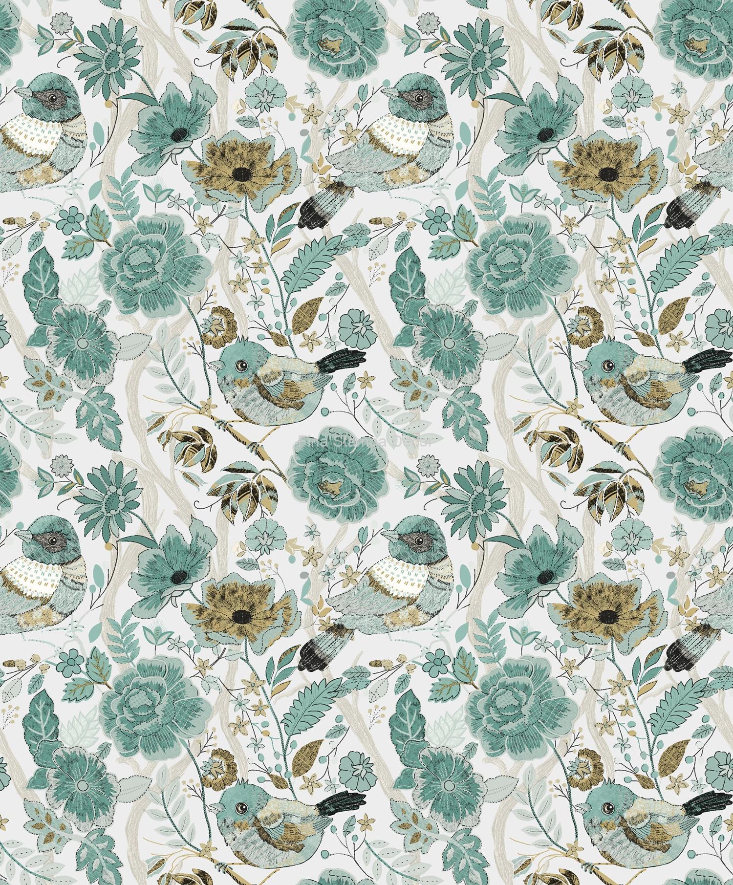 papel de parede pássaros turquesa