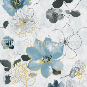 Papel de Parede Floral Azul