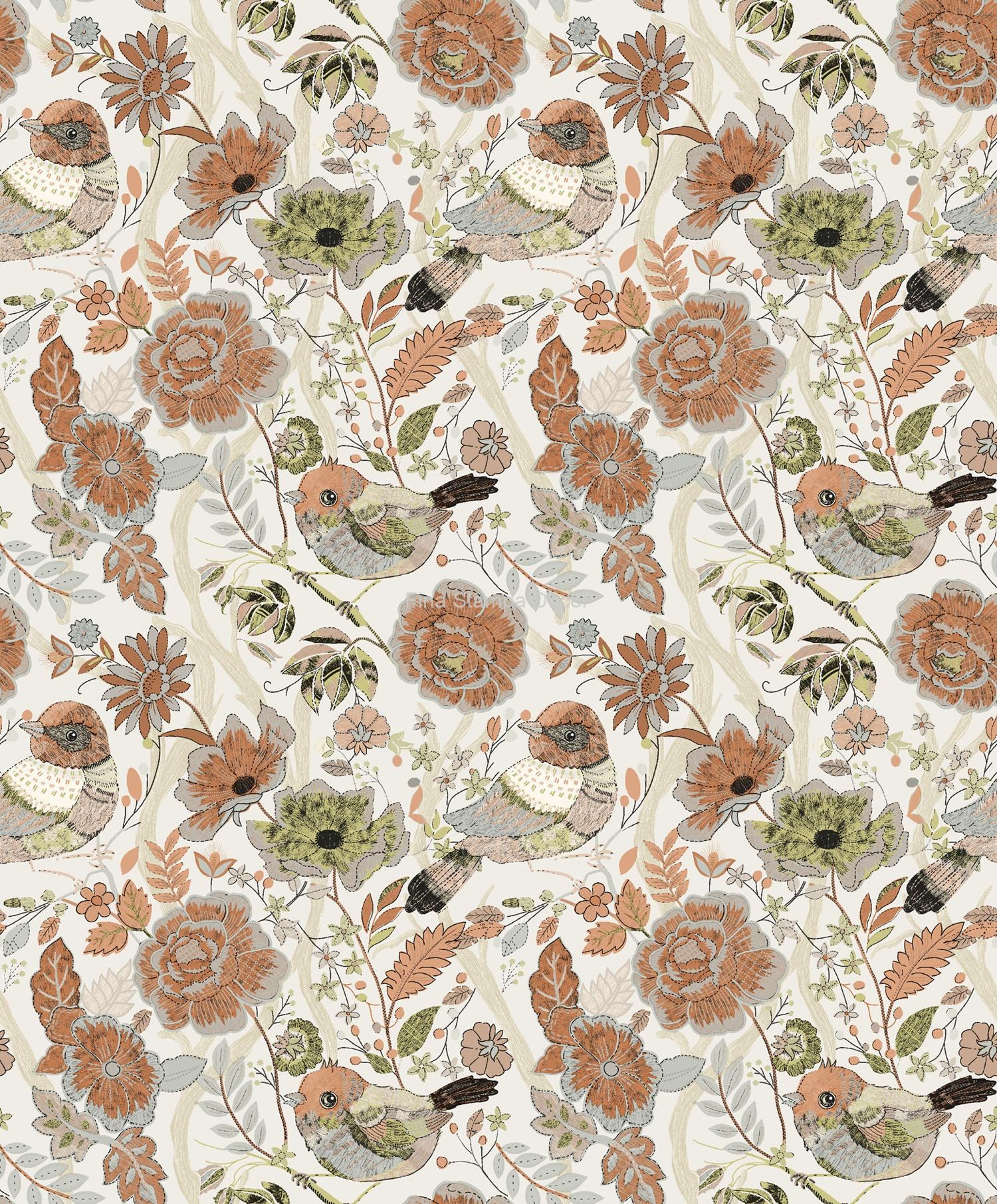 papel de parede passaros e flores