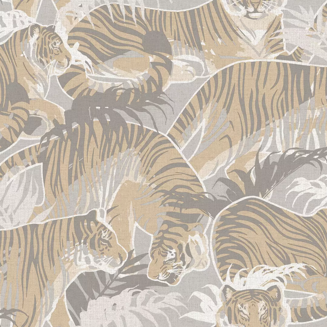 papel de parede tigre bege