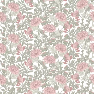 Papel de Parede Floral Rosa
