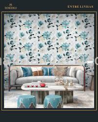 Papel de Parede Floral Azul