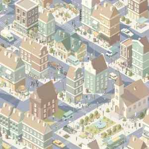 Papel de Parede Cidade Azul