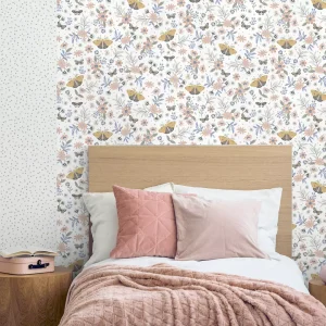 Papel de Parede Branco Borboletas