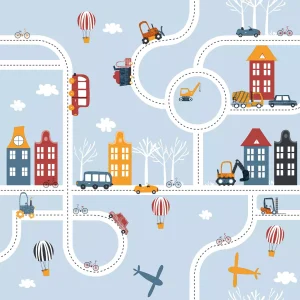 Papel de Parede Azul Cidades