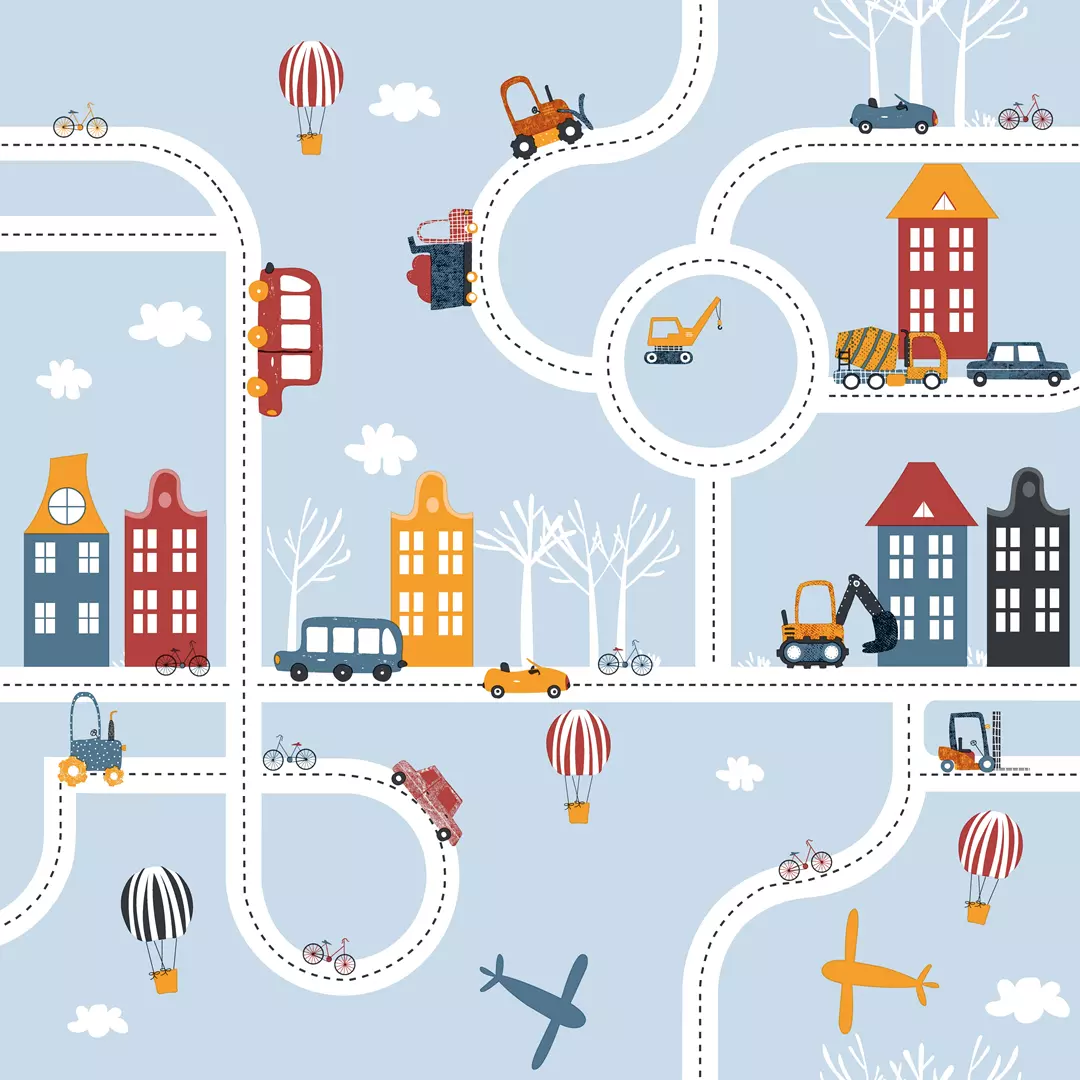 papel de parede azul cidades