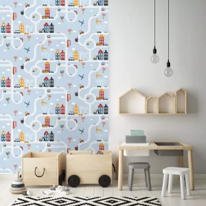 Papel de Parede Azul Cidades