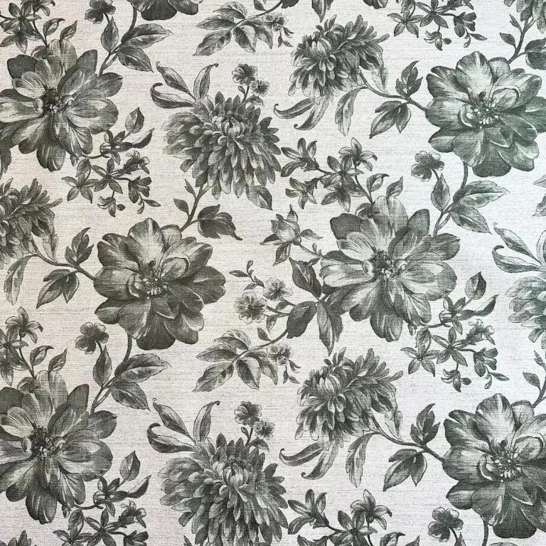 tecido linho floral esverdeado