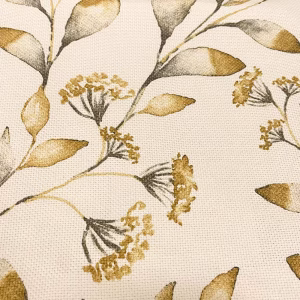 Tecido Linho Floral Mostarda