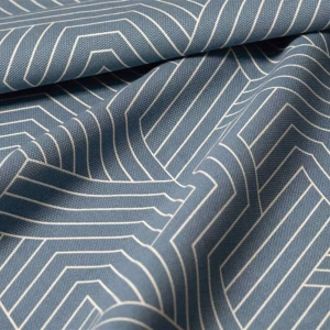 Tecido Linho Geométrico Azul