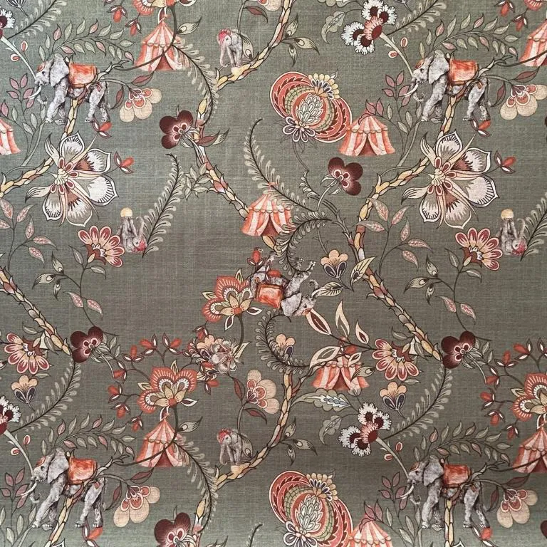 tecido verde linho floral