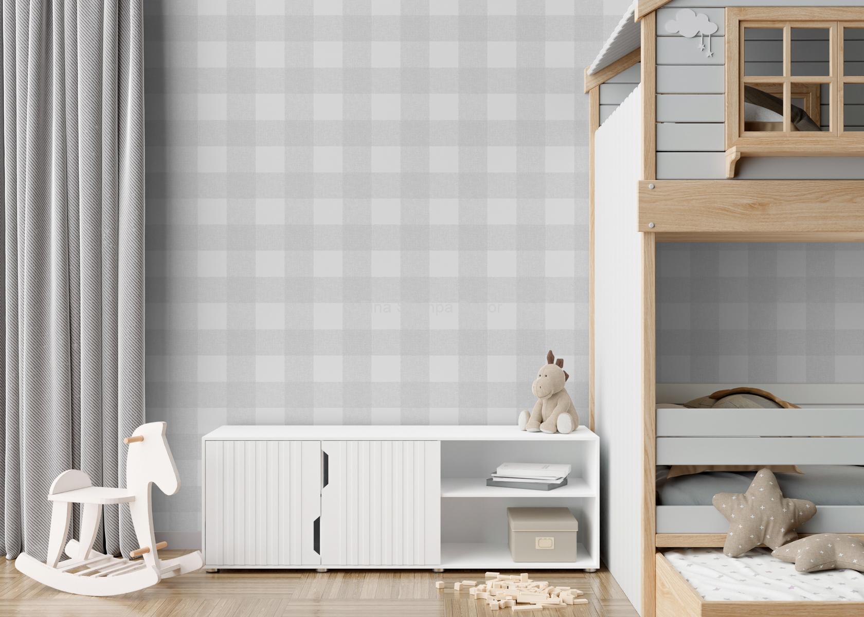 Papel de Parede Xadrez Cinza - Imagem 2