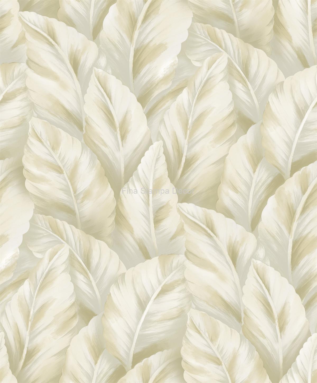 papel de parede folhas bege